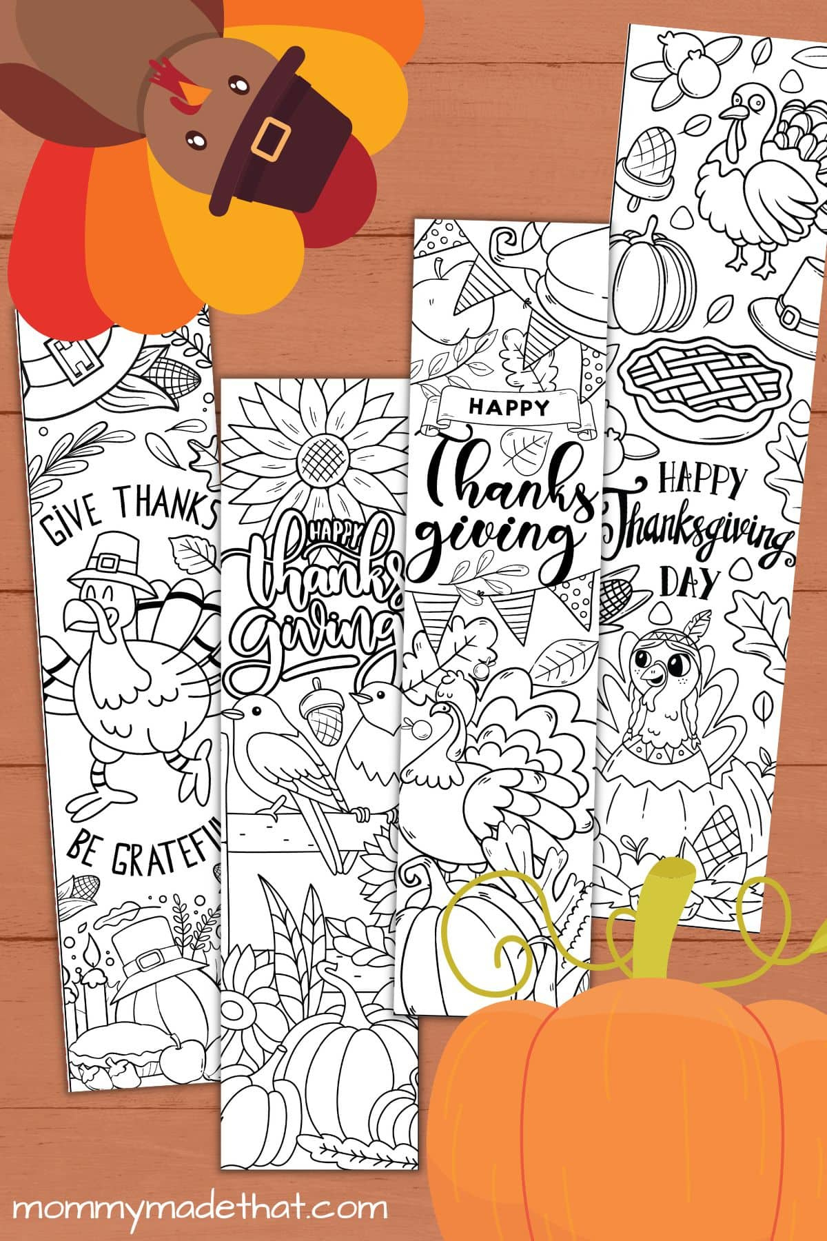 Free Printable Thanksgiving Bookmarks To Color for Free Printable Turkey Bookmarks
