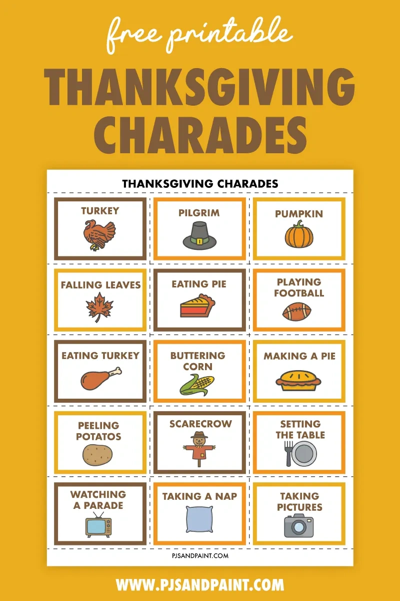 Free Printable Thanksgiving Charades - Pjs And Paint with regard to Thanksgiving Charades Free Printable