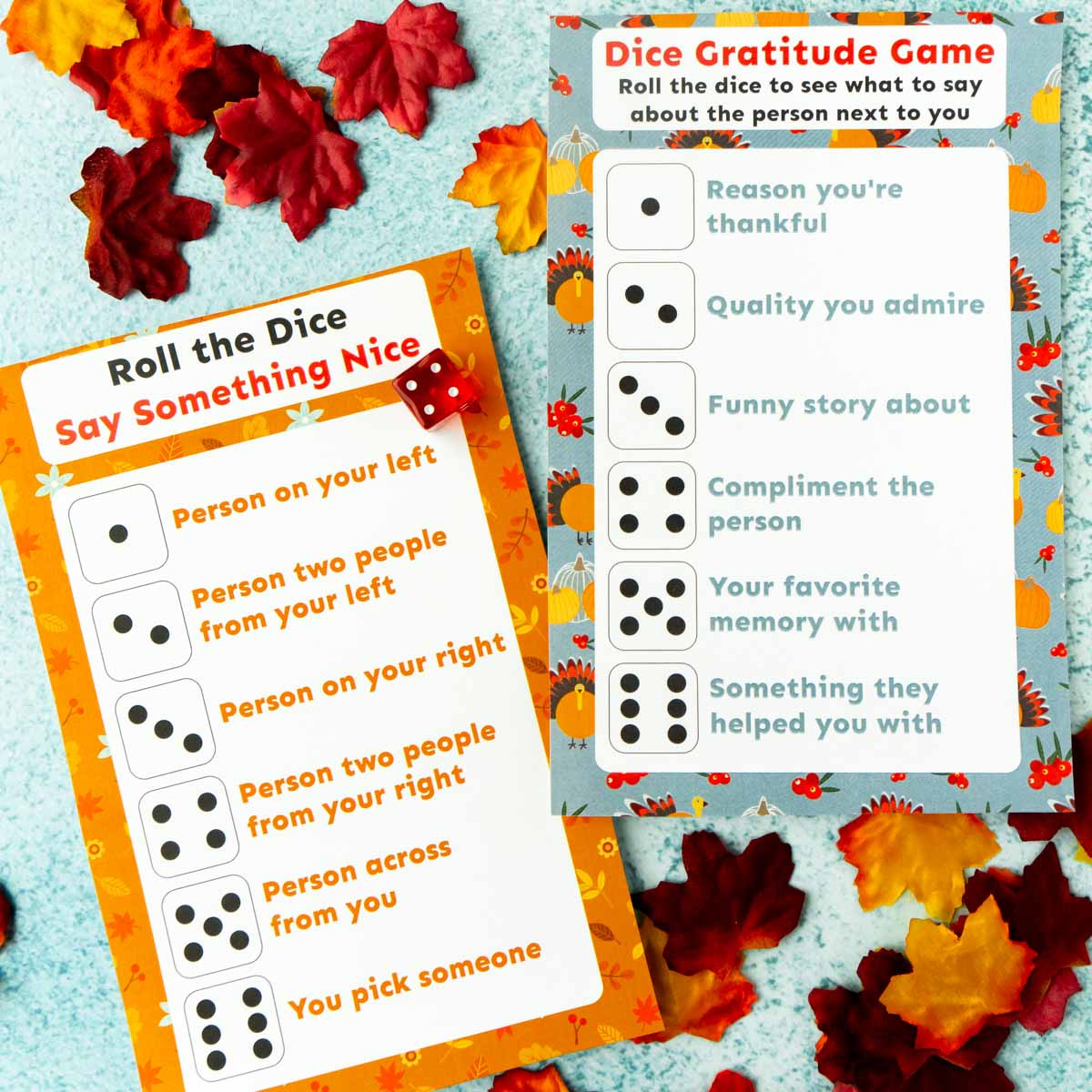 Free Printable Thanksgiving Dice Game - Play Party Plan intended for Thanksgiving Roll A Story Free Printable