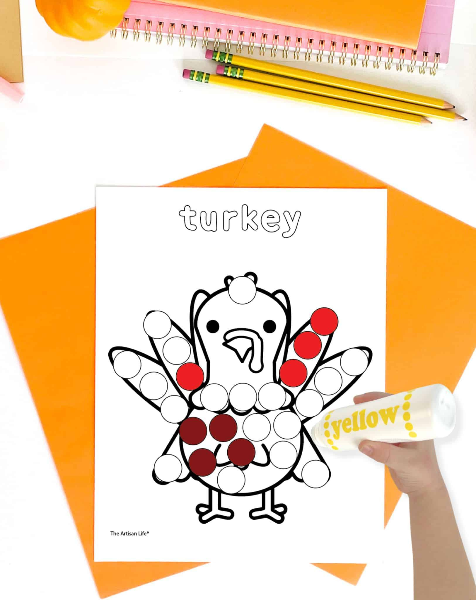 Free Printable Thanksgiving Dot Marker Pages With Vocabulary - The in Turkey Dot Marker Printable