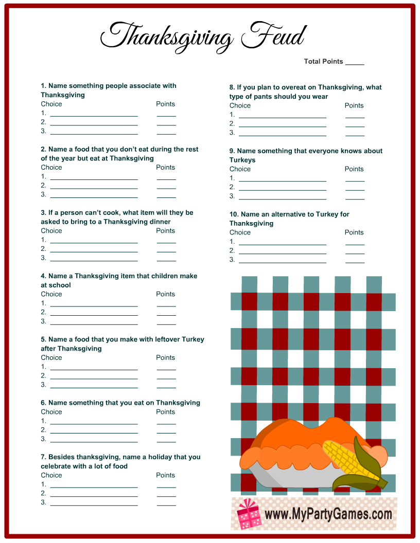 Free Printable Thanksgiving Family Feud Game within Thanksgiving Family Feud Printable