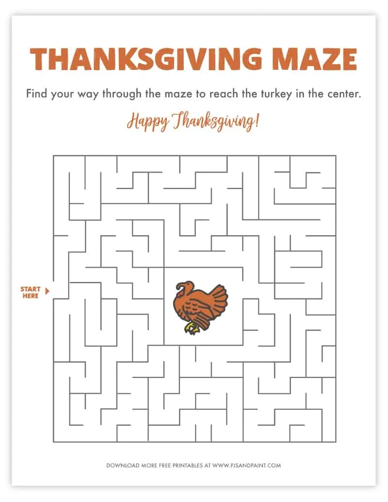 Free Printable Thanksgiving Maze - Thanksgiving Games And Activities within Thanksgiving Maze Printable Free