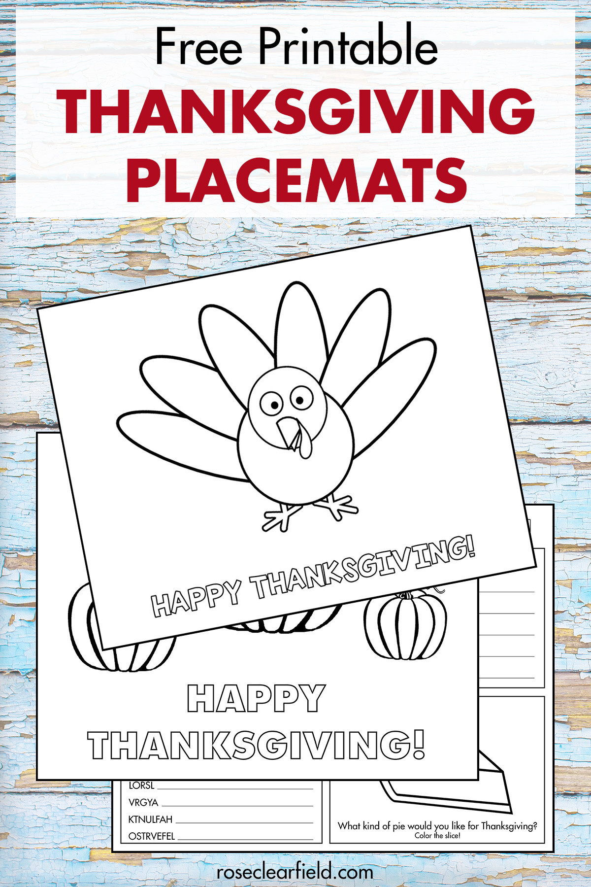 Free Printable Thanksgiving Placemats To Color • Rose Clearfield with regard to Printable Thanksgiving Placemats Preschool