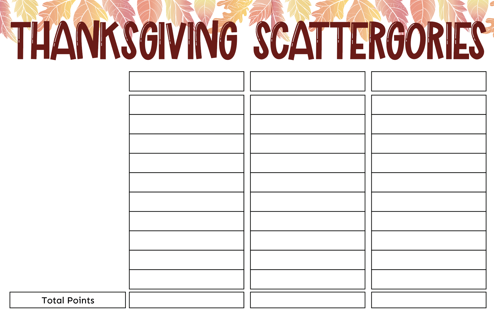 Free Printable Thanksgiving Scattergories Game - Play Party Plan regarding Thanksgiving Scattergories Free Printable
