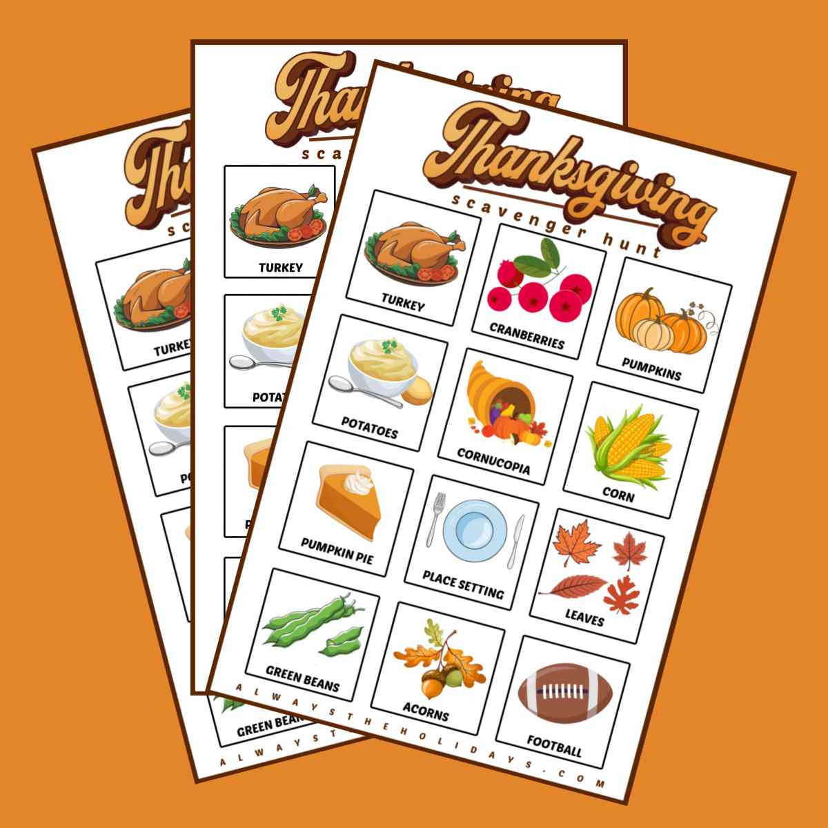 Free Printable Thanksgiving Scavenger Hunt - Fun Activity For Kids regarding Thanksgiving Food Printables Free
