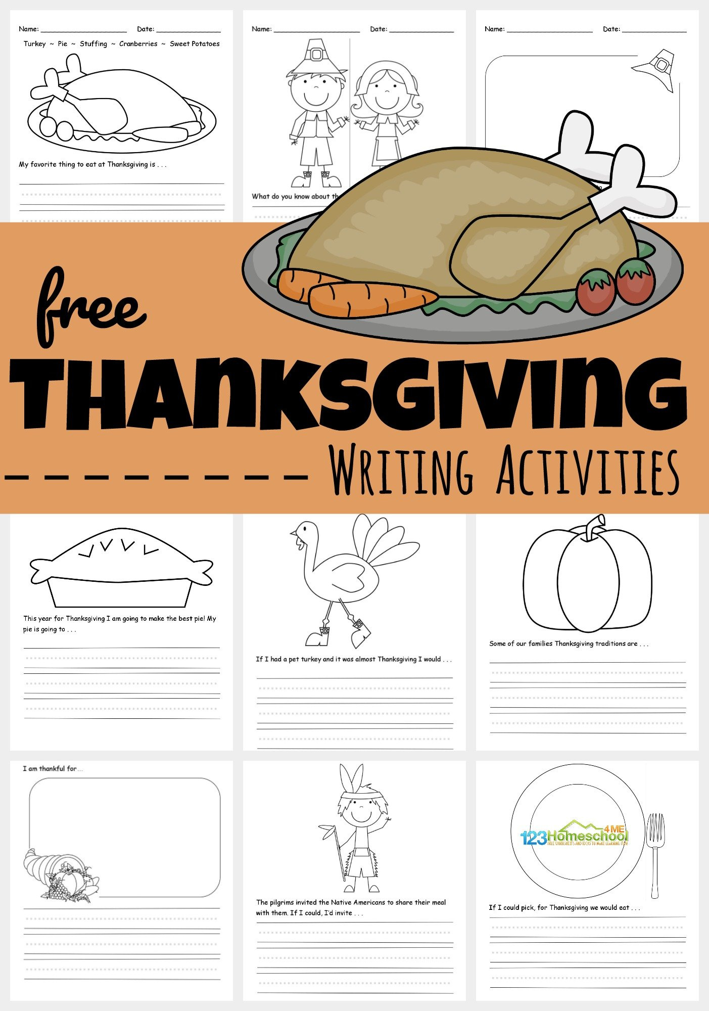 Free Printable Thanksgiving Writing Activities regarding Thanksgiving Writing Prompts Printable