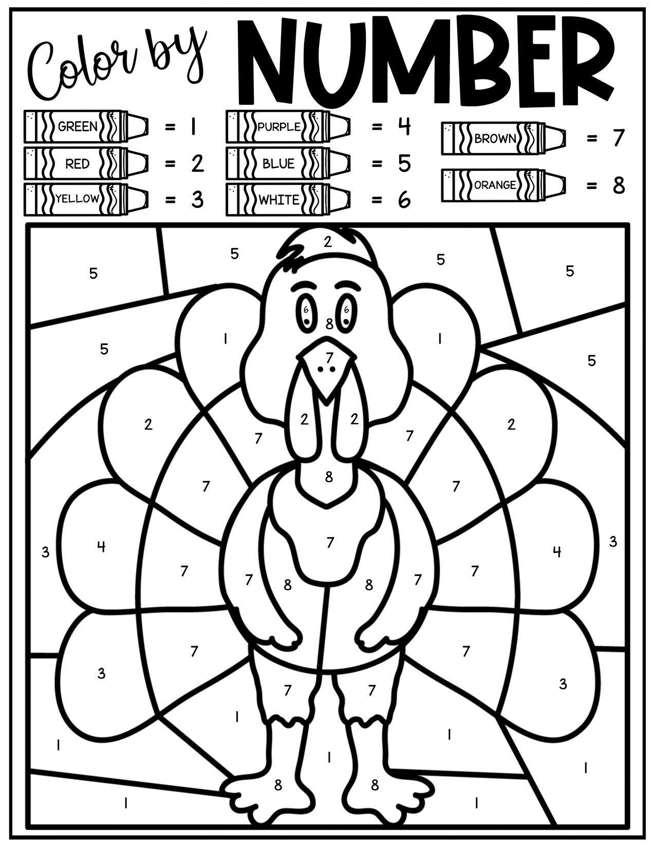 Free Thanksgiving Colornumber Pages - Play Party Plan within Printable Thanksgiving Coloring By Number