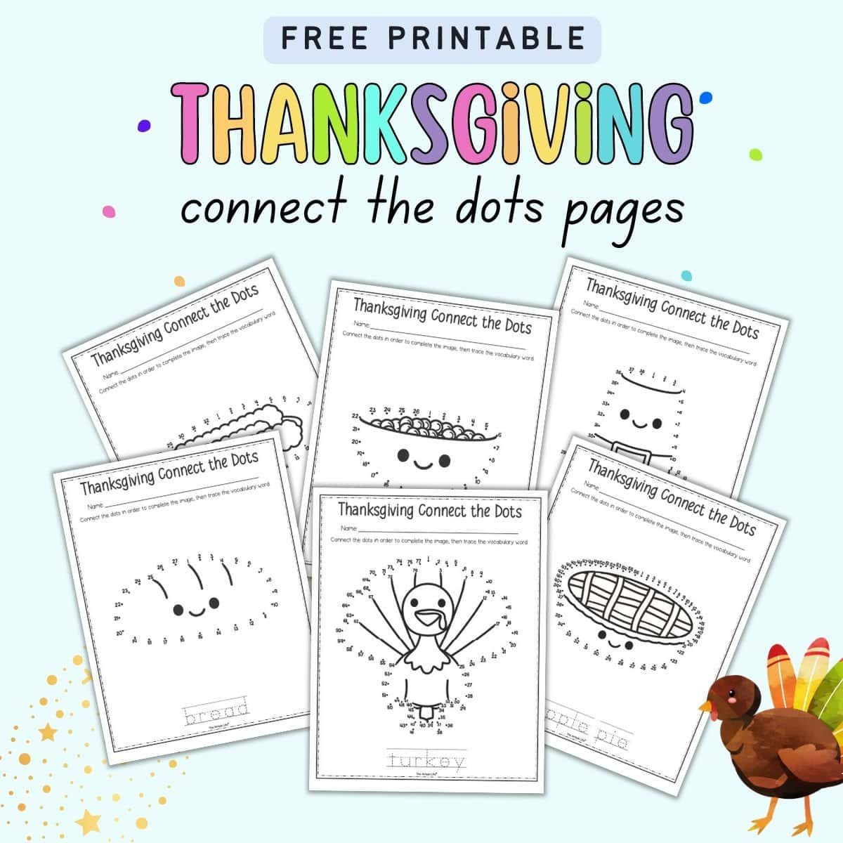 Free Thanksgiving Connect The Dots Printables - The Artisan Life regarding Thanksgiving Dot to Dot Free Printables