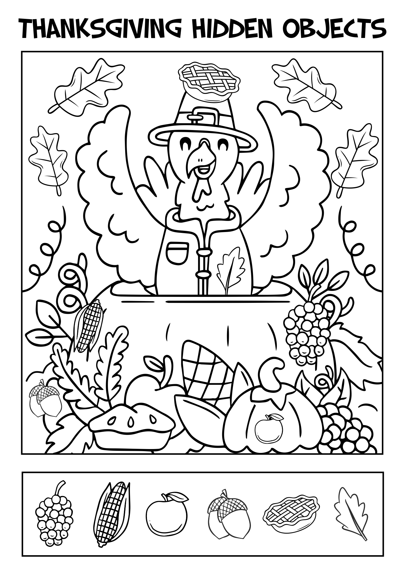Free Thanksgiving Hidden Picture Worksheet, Download Free in Thanksgiving Hidden Picture Puzzles Printables