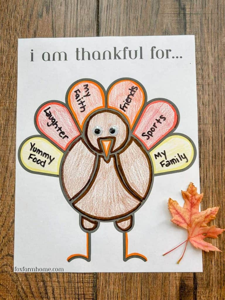 Free Thanksgiving "I Am Thankful For" Printable - Fox Farm Home throughout Thanksgiving Projects For Kindergarten Printable