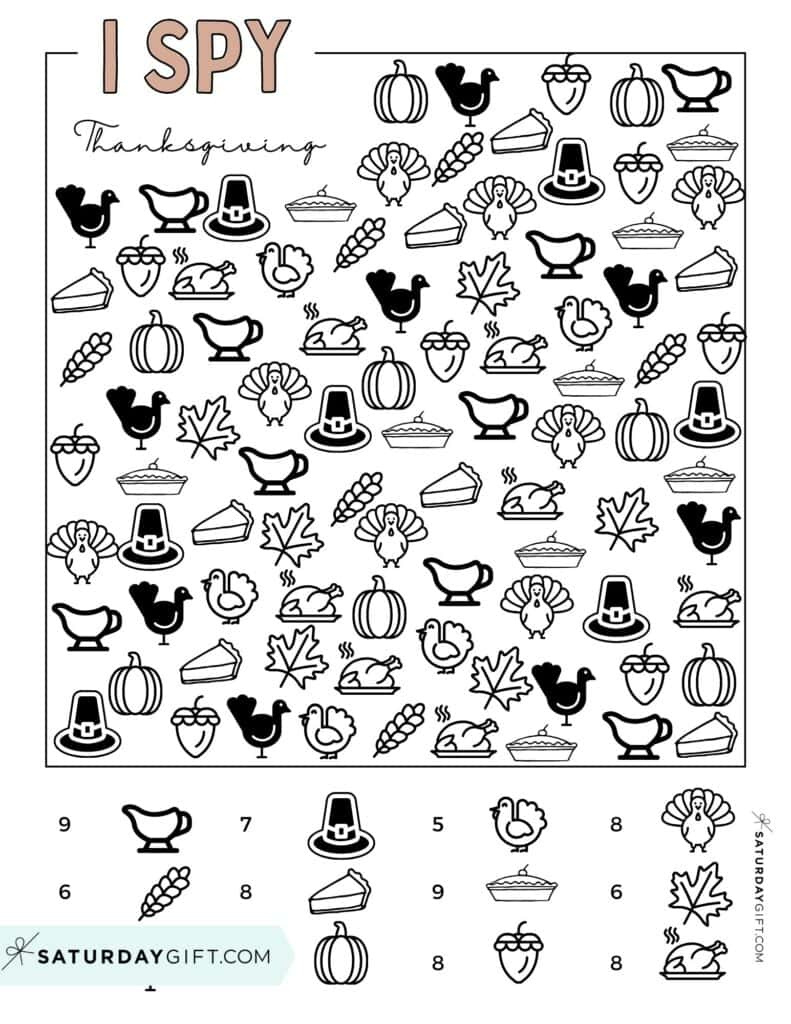 Free Thanksgiving I Spy Printable | Saturdaygift pertaining to Printable Thanksgiving I Spy