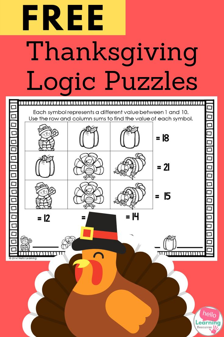 Free Thanksgiving Logic Puzzles for Thanksgiving Logic Puzzle Printable