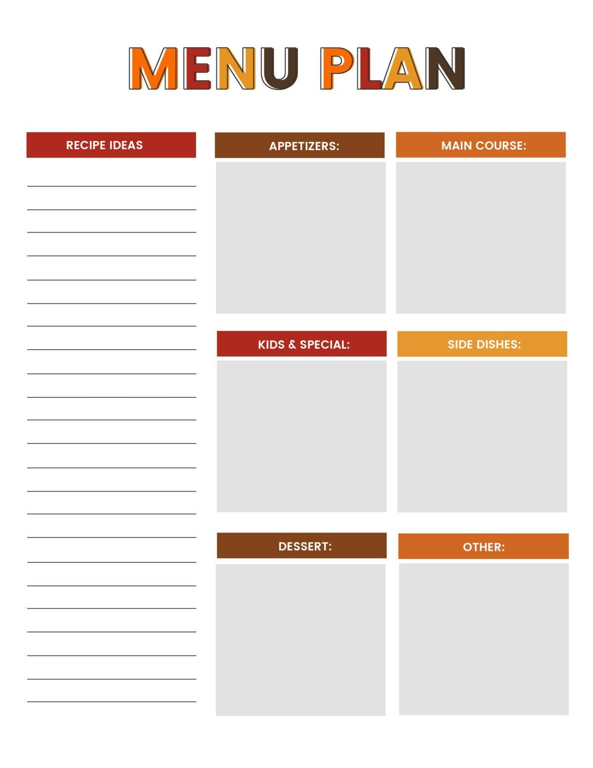 Free Thanksgiving Menu Template, Schedule + Tags | Lil&amp;#039; Luna pertaining to Thanksgiving Menu Template Kids