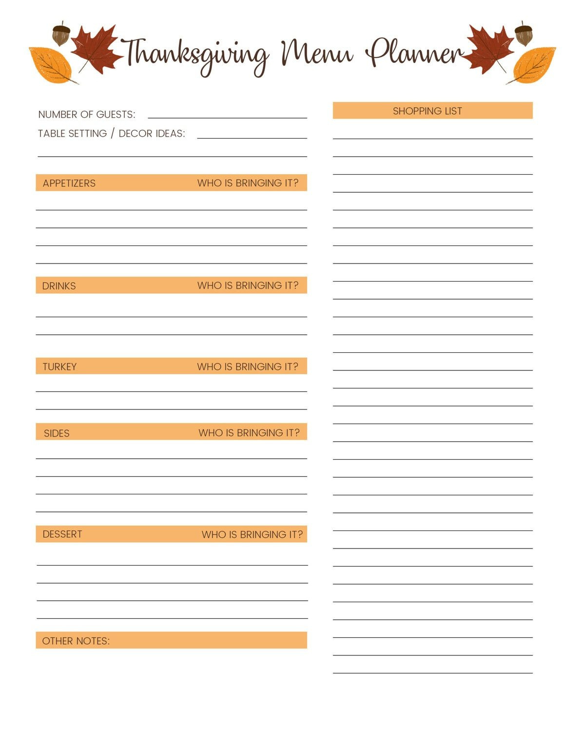Free Thanksgiving Menu Template, Schedule + Tags | Lil&amp;#039; Luna regarding Thanksgiving List of Food Template Printable