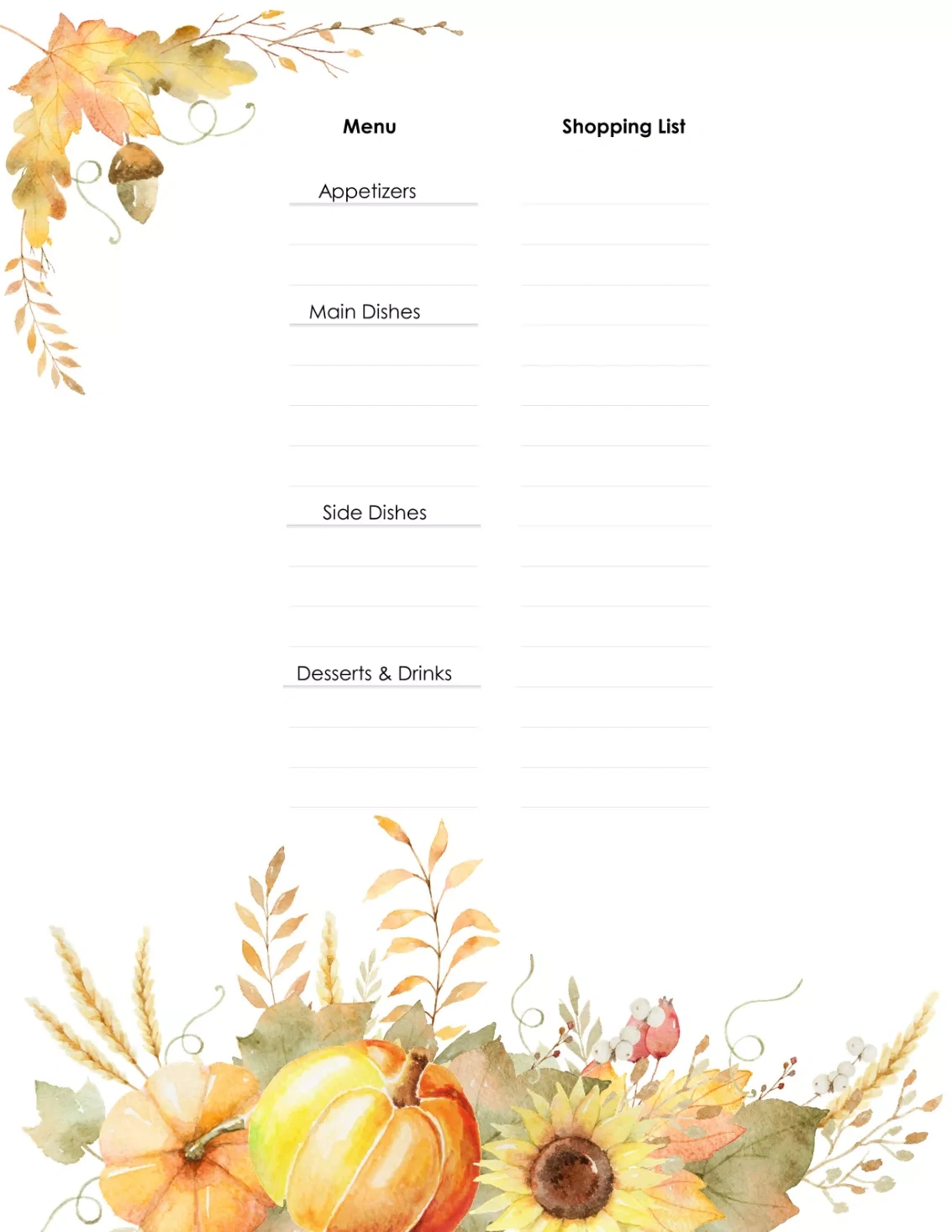 Free Thanksgiving Planner | Customize Online Before Your Print intended for Thanksgiving Menu Blank Templates