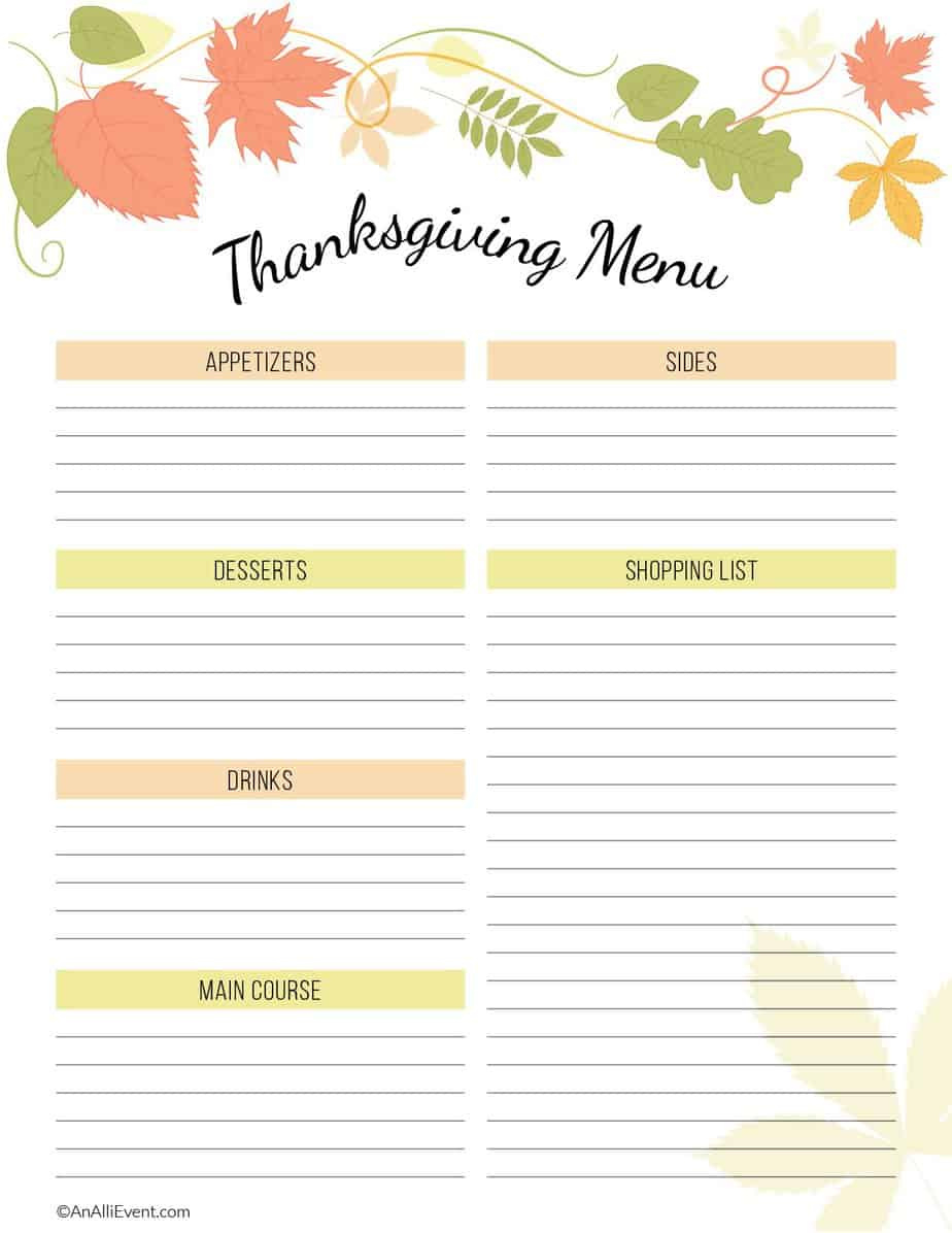 Free Thanksgiving Planner Printable - An Alli Event in Thanksgiving Planning Guide Printable