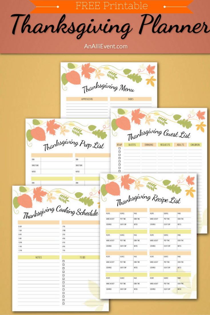 Free Thanksgiving Planner Printable - An Alli Event within Thanksgiving Planning Guide Printable