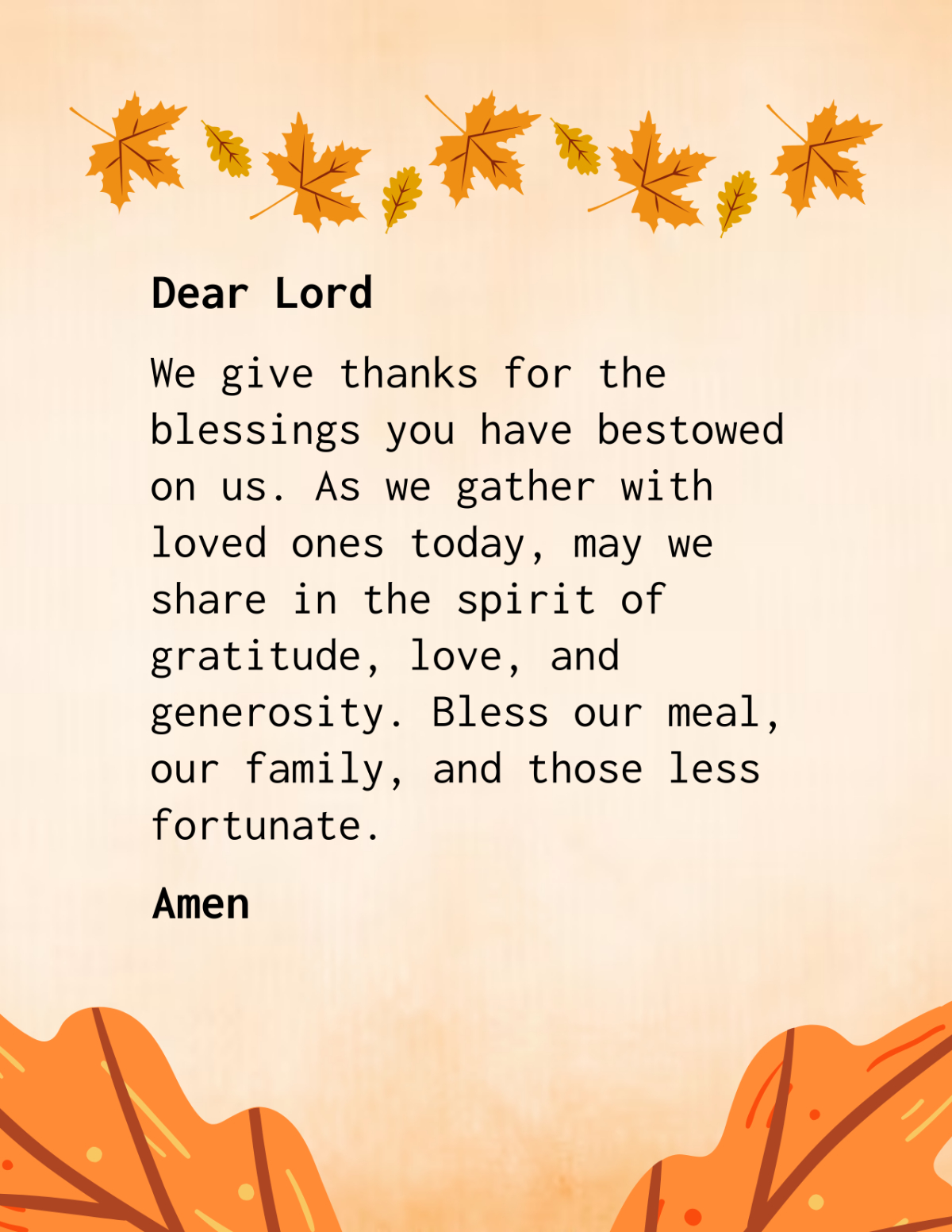 Free Thanksgiving Prayer Template To Edit Online pertaining to Thanksgiving Poem Generator