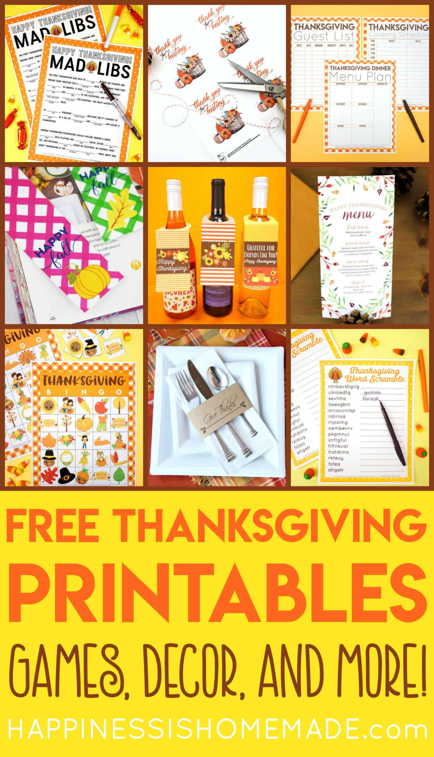 Free Thanksgiving Printables - Happiness Is Homemade intended for Printable Thanksgiving Decorations Free
