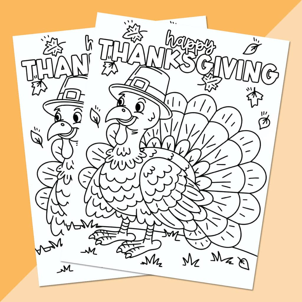 Free Thanksgiving Turkey Coloring Page Printable - Pineapple Paper Co. with Printable Happy Thanksgiving Turkey