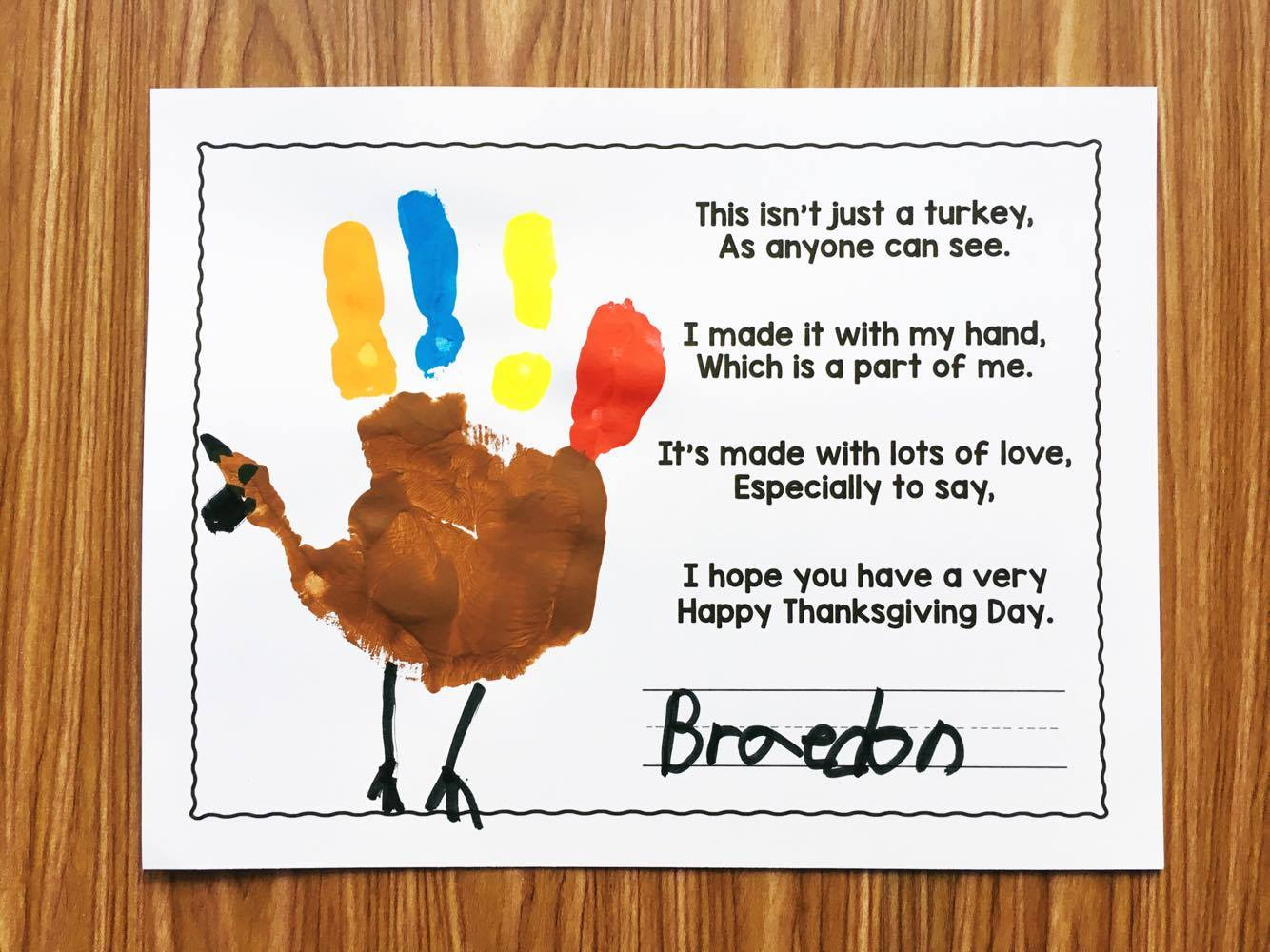 Free Turkey Handprint Poem - Simply Kinder intended for T Is For Thanksgiving Poem