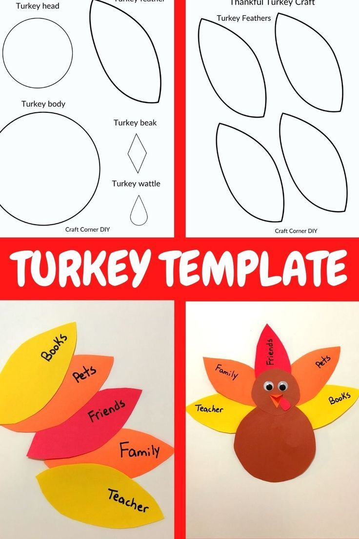 Free Turkey Template Kids Craft throughout Preschool Turkey Craft Printable
