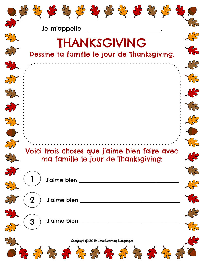 French Thanksgiving Writing Worksheets - No Prep Printables pertaining to Thanksgiving Poems In French