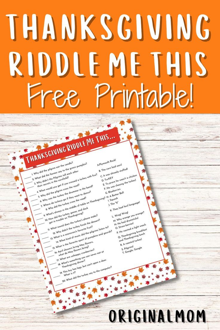 Fun Thanksgiving Riddle Me This Free Printable - Originalmom in Thanksgiving Riddles Printable Free