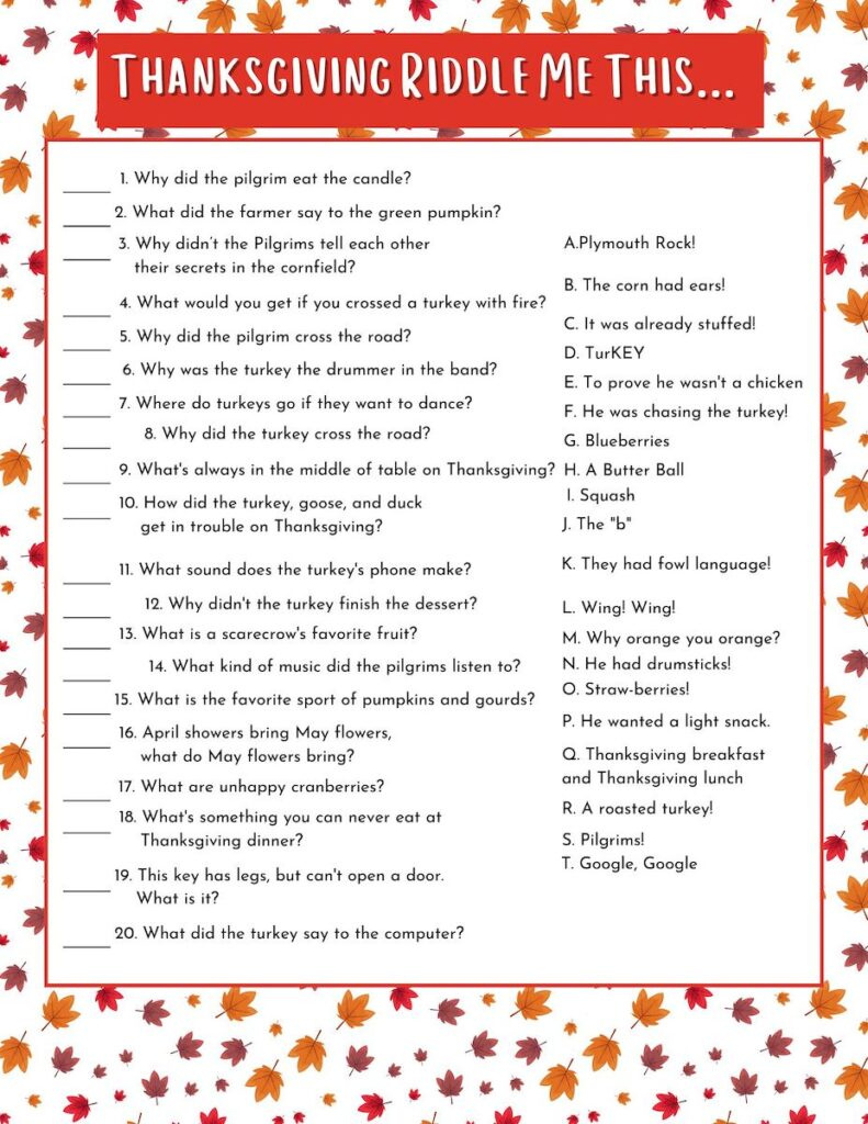 Fun Thanksgiving Riddle Me This Free Printable - Originalmom with Thanksgiving Riddle Me This Printable