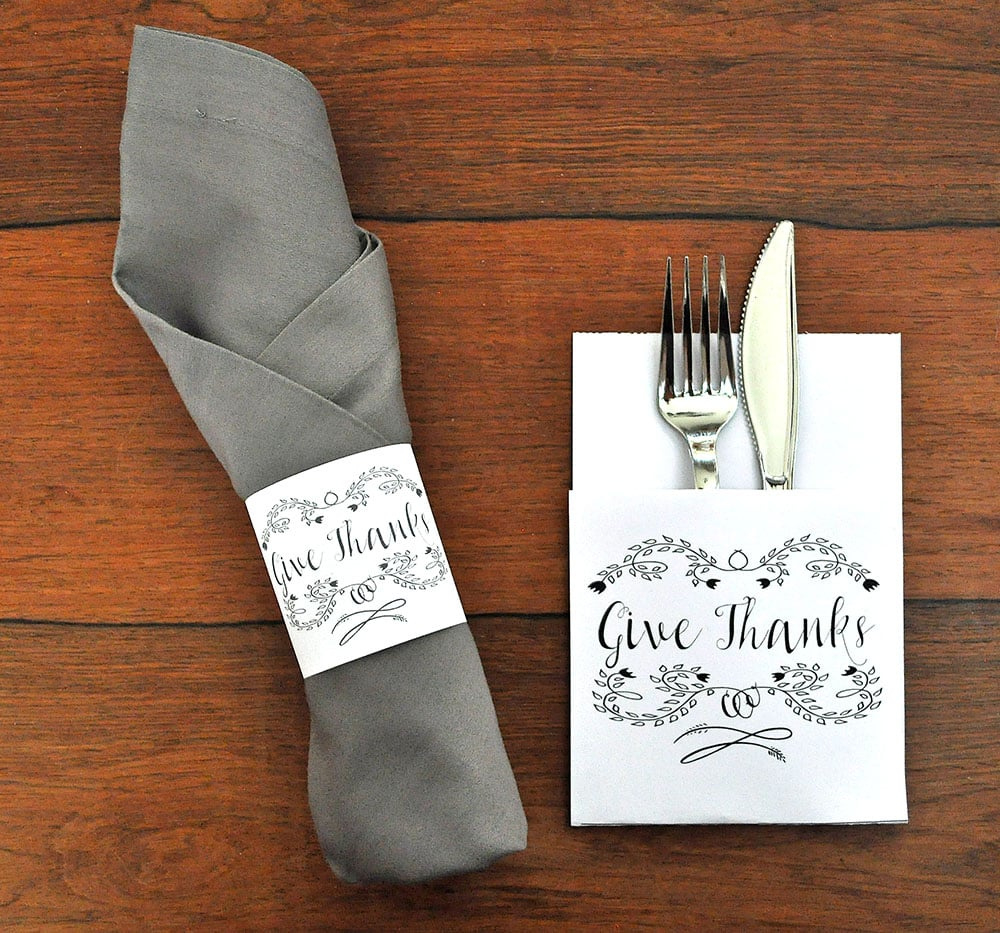 Give Thanks Thanksgiving Place Setting Set | throughout Thanksgiving Utensil Holder Printable