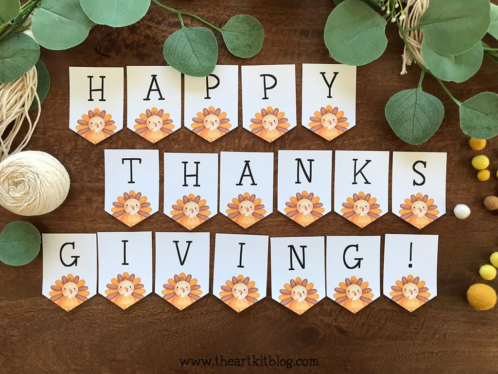 Happy Thanksgiving Banner {Free Printable!} - The Art Kit with Thanksgiving Printable Banner Free