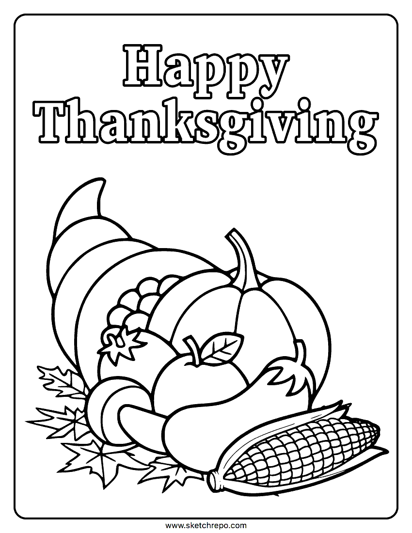 Happy Thanksgiving Coloring Page - Sketch Repo with regard to Thanksgiving Printable Pictures To Color