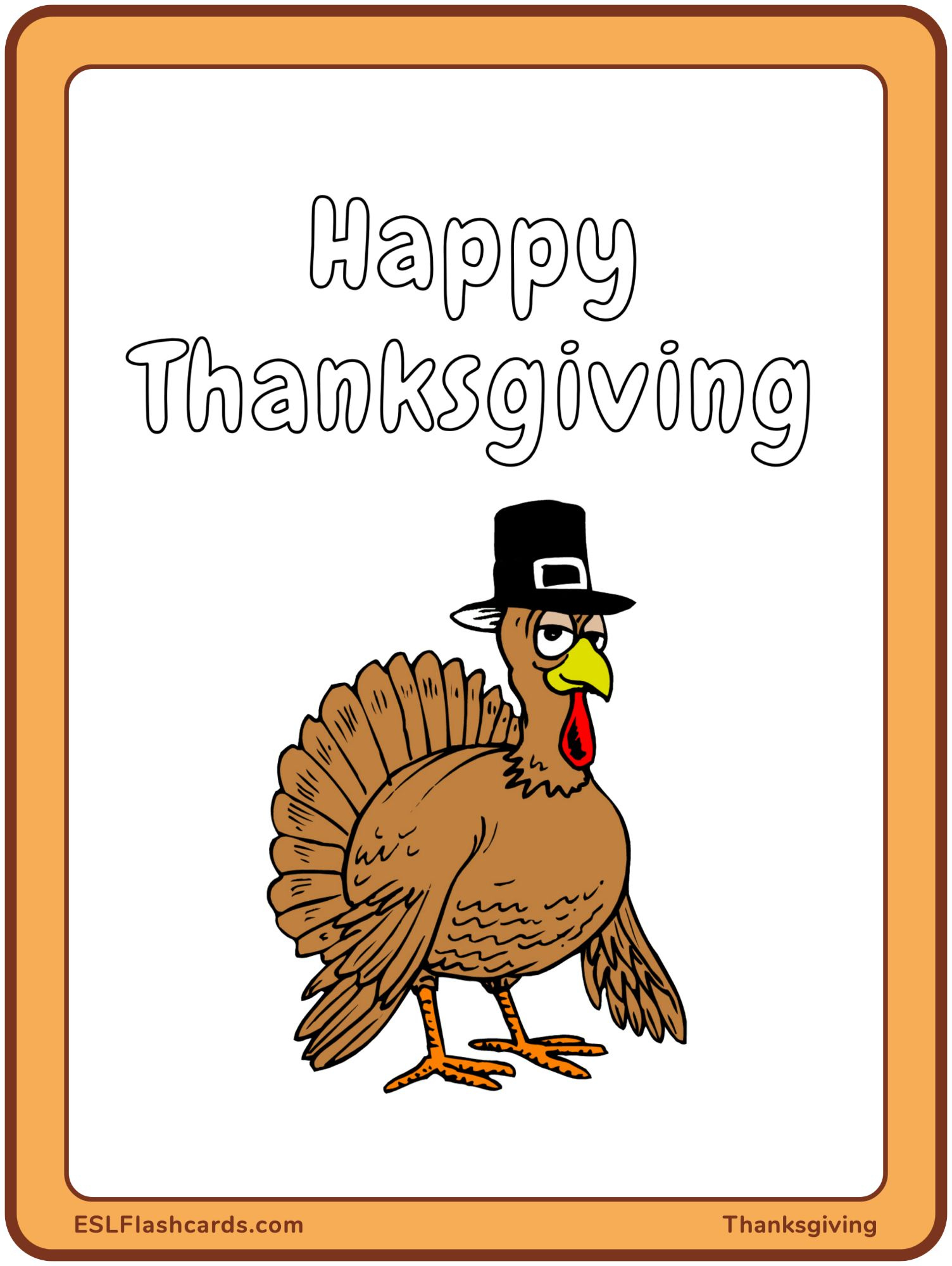 Happy Thanksgiving – Esl Flashcards inside Printable Happy Thanksgiving Card