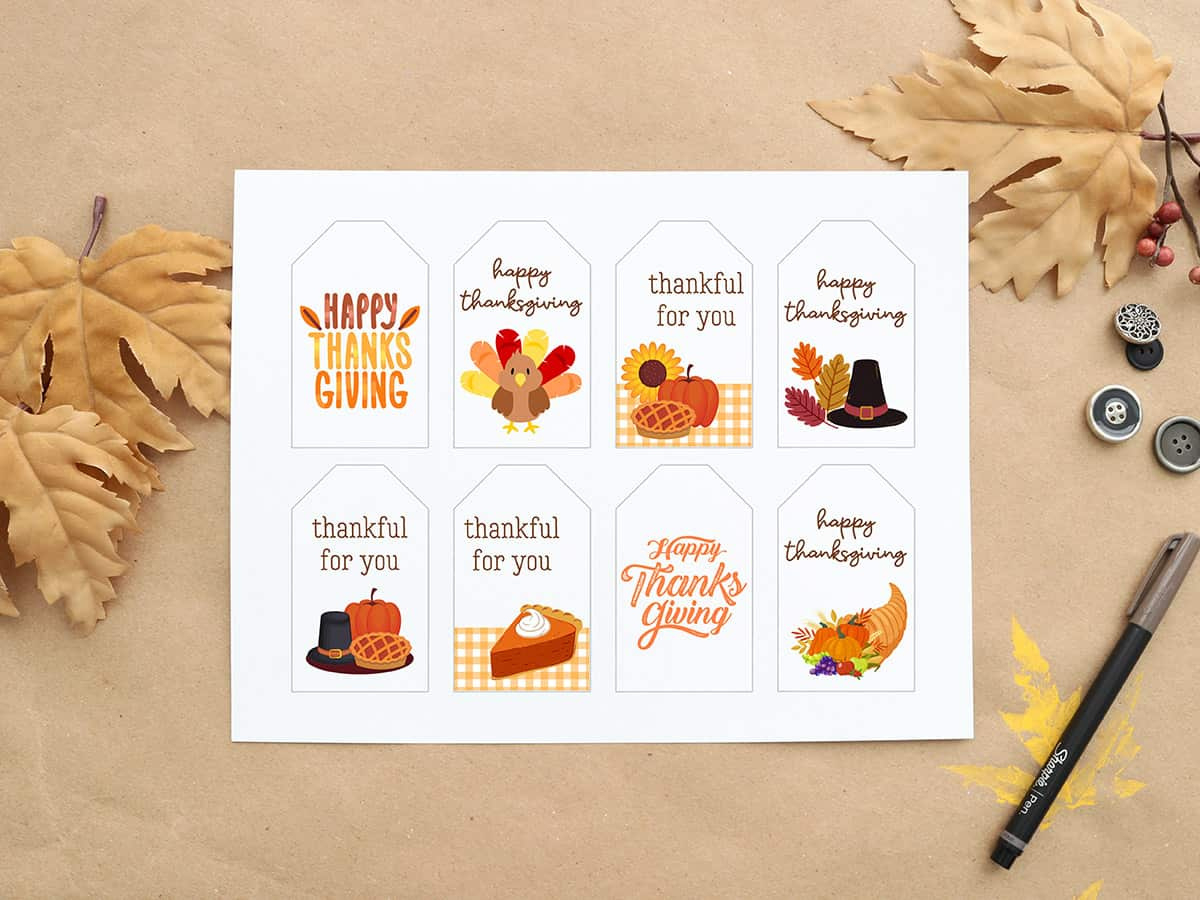 Happy Thanksgiving Gift Tags: 8 Free Printable Tags - Aubree Originals within Thanksgiving Labels Free Printable