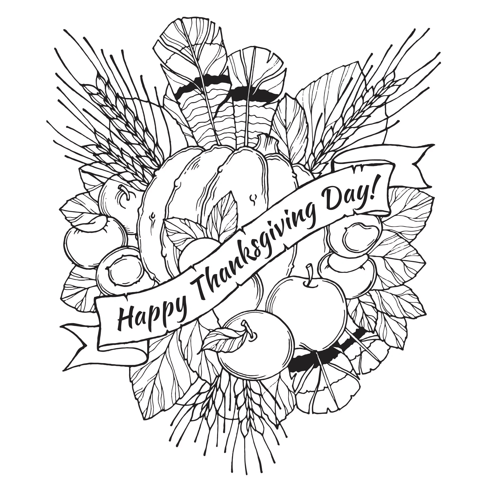 Happy Thanksgiving - Thanksgiving Coloring Pages For Adults regarding Thanksgiving Coloring Pages Printables