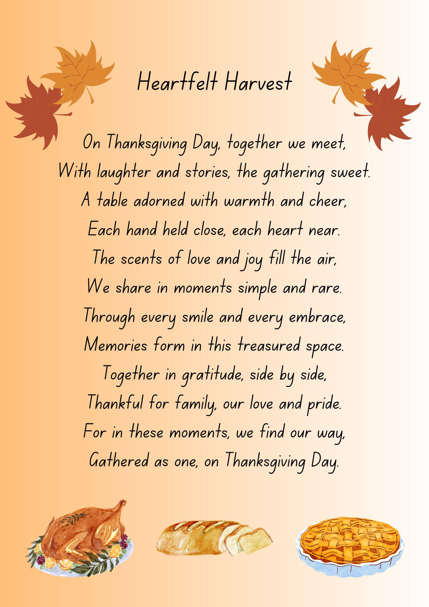 Heartfelt Harvest Thanksgiving Poem inside Thanksgiving Poem Short For Adults