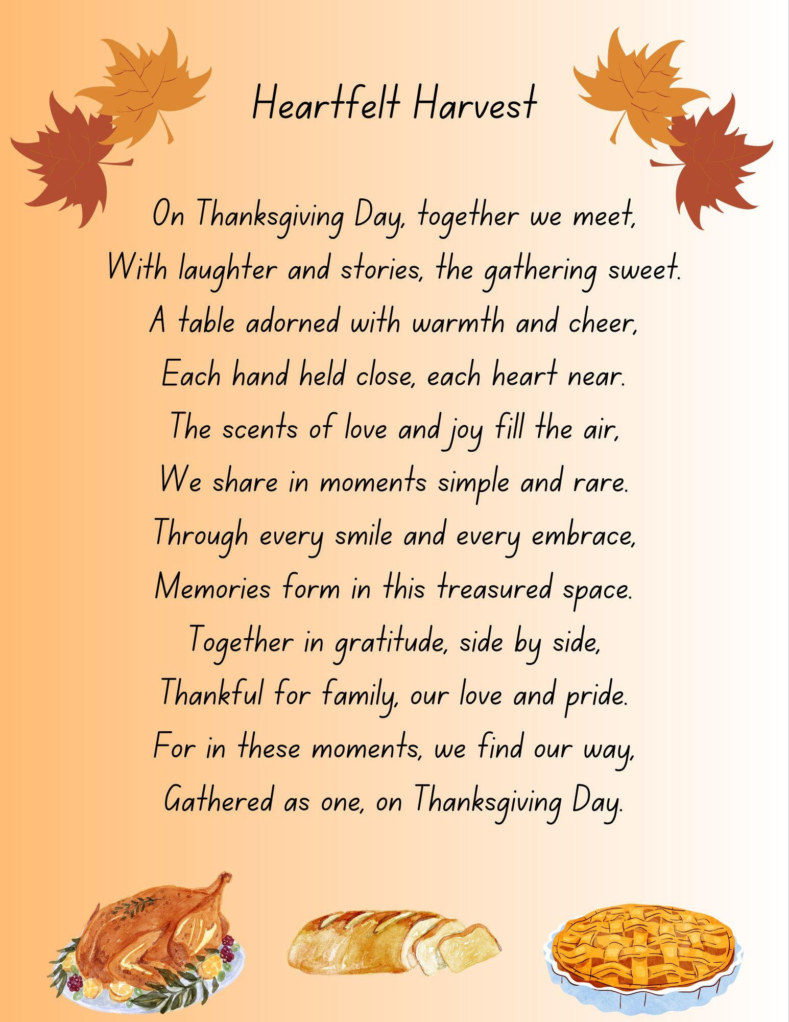 Heartfelt Harvest Thanksgiving Poem throughout Thanksgiving Poems For Family