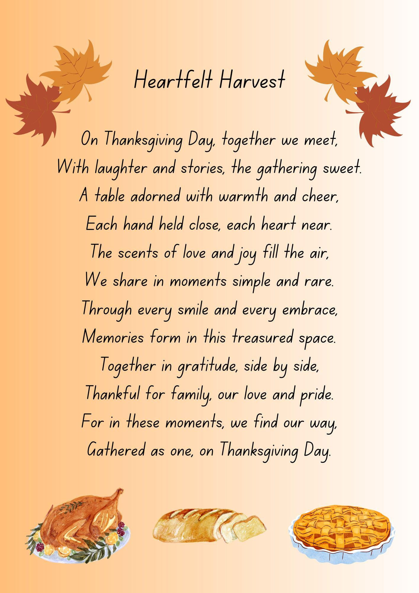 Heartfelt Harvest Thanksgiving Poem with Poems Of Thanksgiving And Gratitude