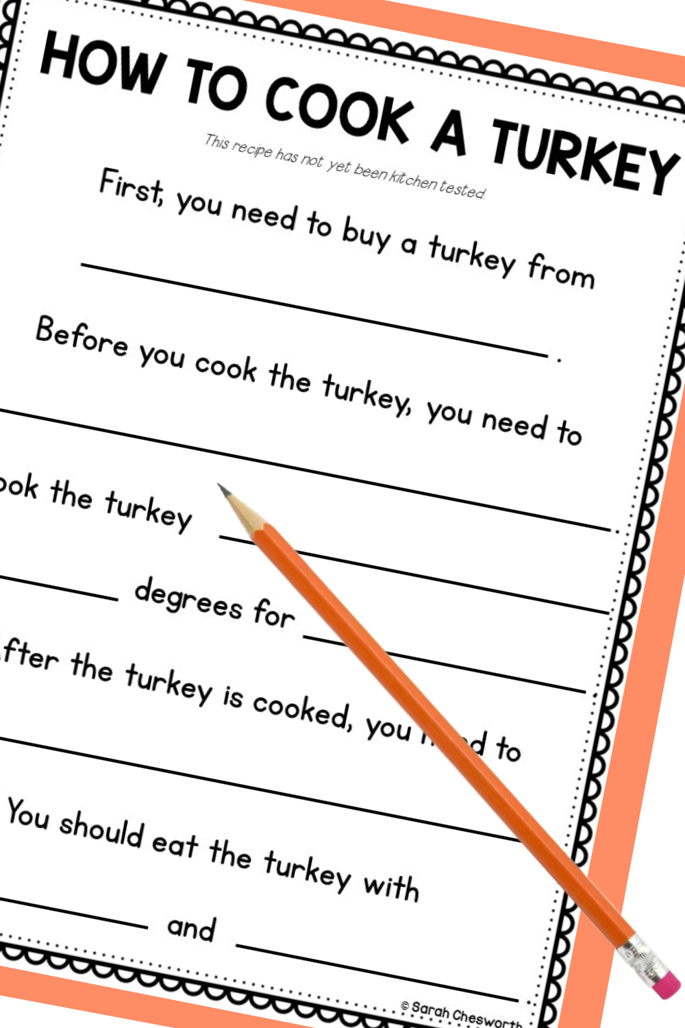 How To Cook A Turkey Writing Activity regarding How to Cook a Turkey Preschool Printable