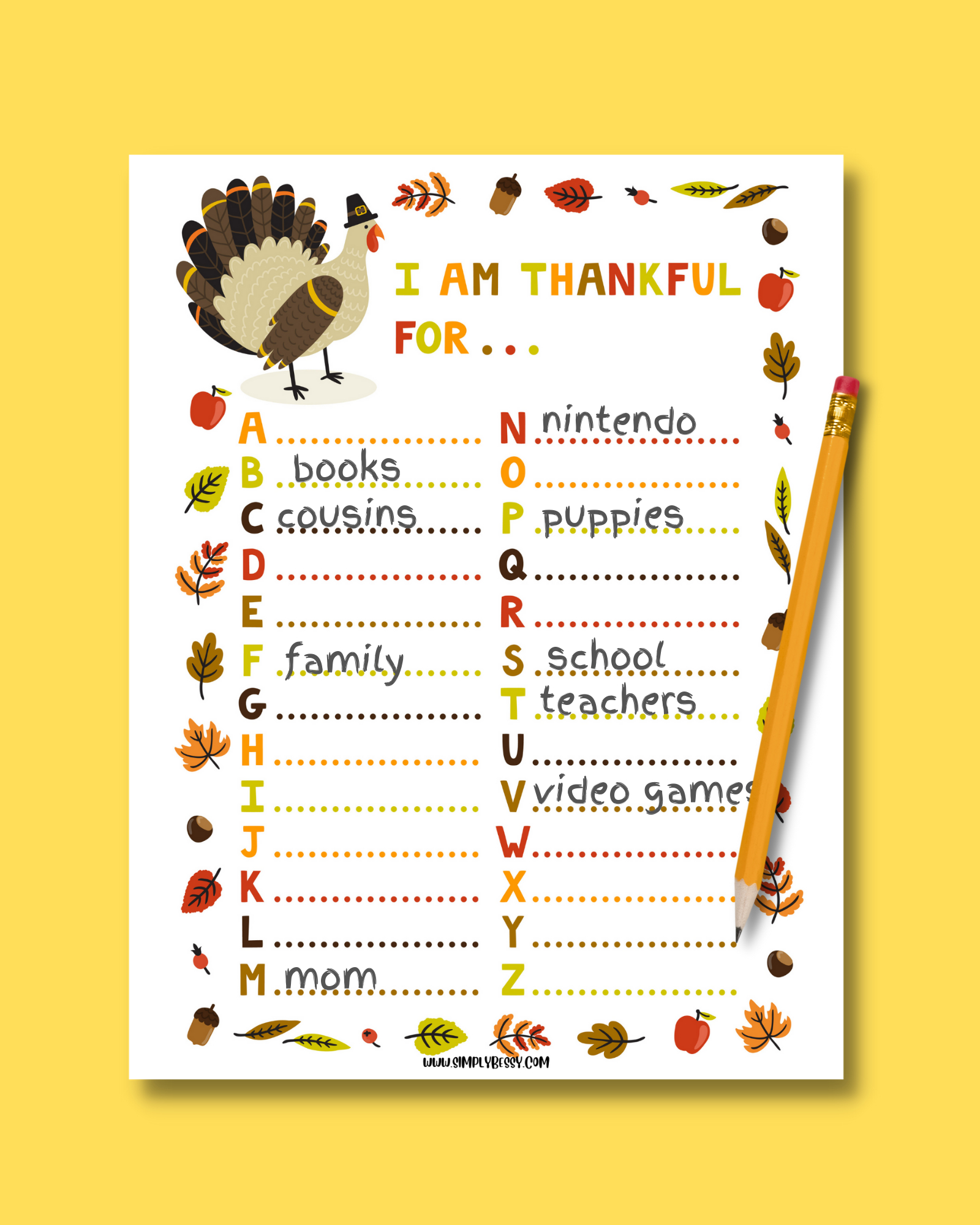 I Am Thankful For Worksheet For Kids - Made With Happy intended for I Am Thankful For Kids Printable