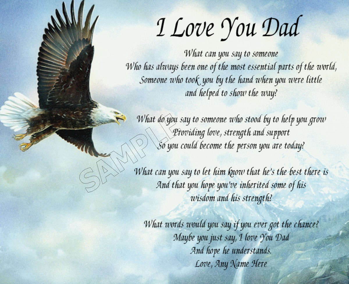 I Love You Dad Personalized Art Poem Memory Birthday Father&amp;#039;S Day Gift in Thanksgiving Poem For Dad In Heaven