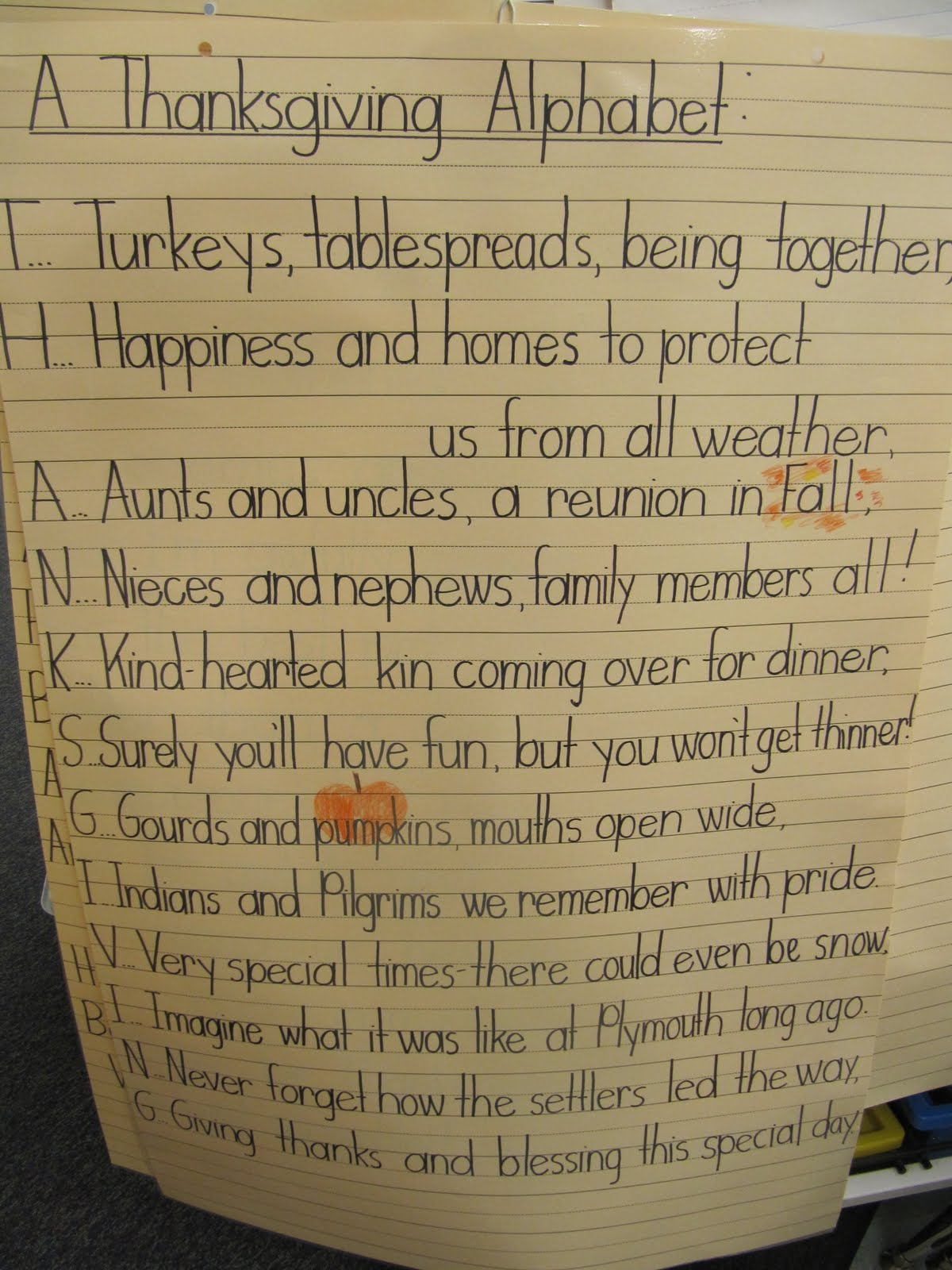 Kc Kindergarten Times: Thanksgiving Poems And Songs for Thanksgiving Alphabet Poem