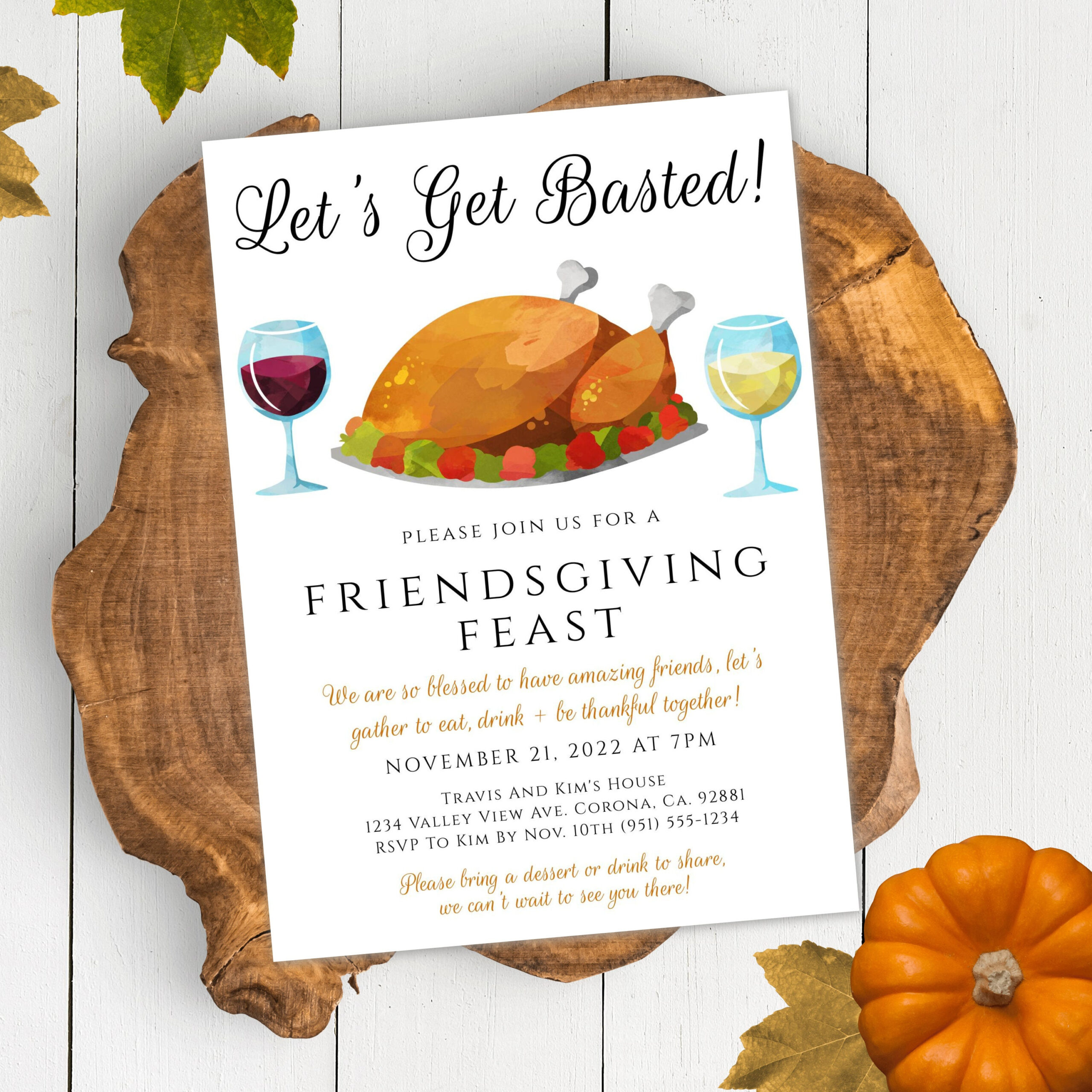Let'S Get Basted Friendsgiving Invitation Template For inside Thanksgiving Dinner Invite Poem