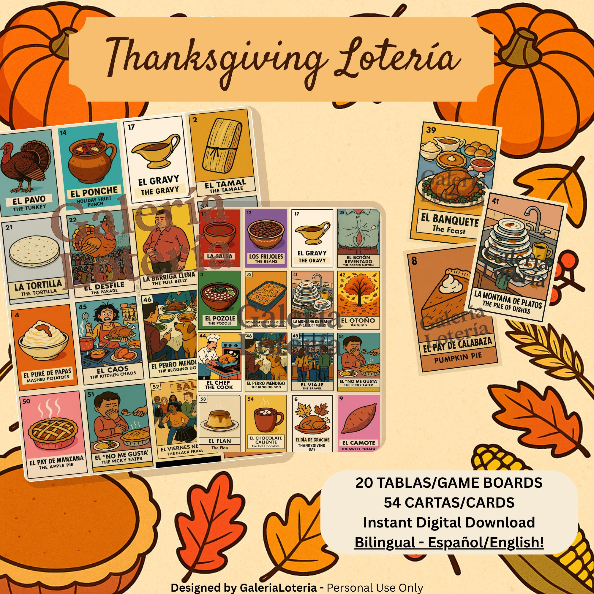 Loteria Bingo Cards - Etsy Uk inside Thanksgiving Bingo Printable Mes English