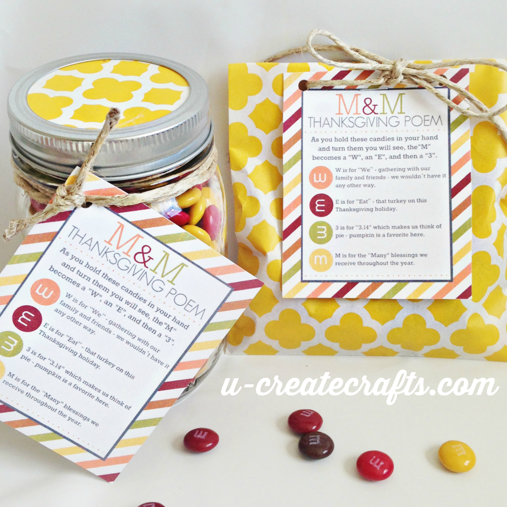 M &amp;amp; M Thanksgiving Poem Printable - U Create within Thanksgiving M&amp;amp;M Poem