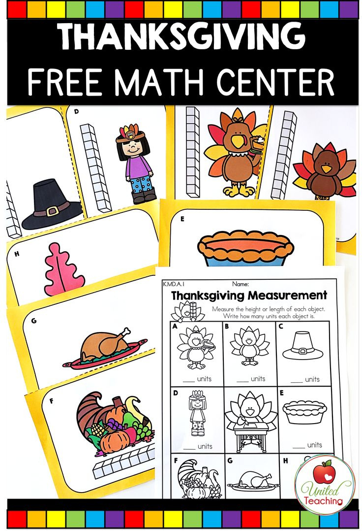 Measurement Activity (Free Math Center) in Thanksgiving Measurement Worksheet