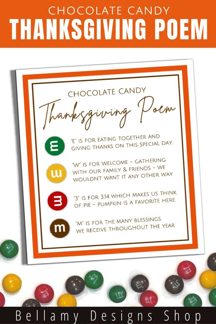 M&amp;amp;M Chocolate Candy Thanksgiving Poem within Thanksgiving M&amp;amp;amp;M Poem
