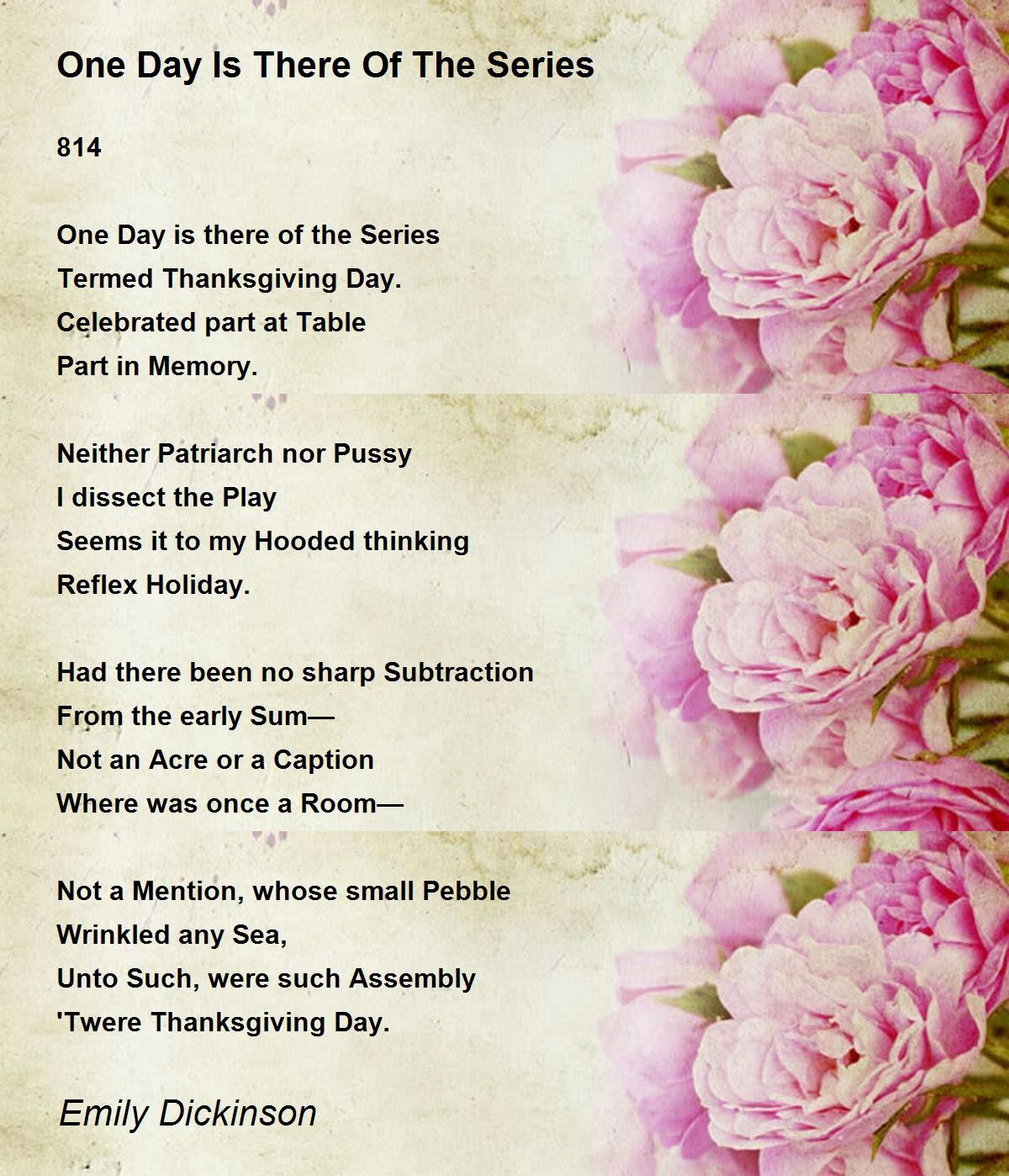 One Day Is There Of The Series - One Day Is There Of The Series within Thanksgiving Poem Emily Dickinson
