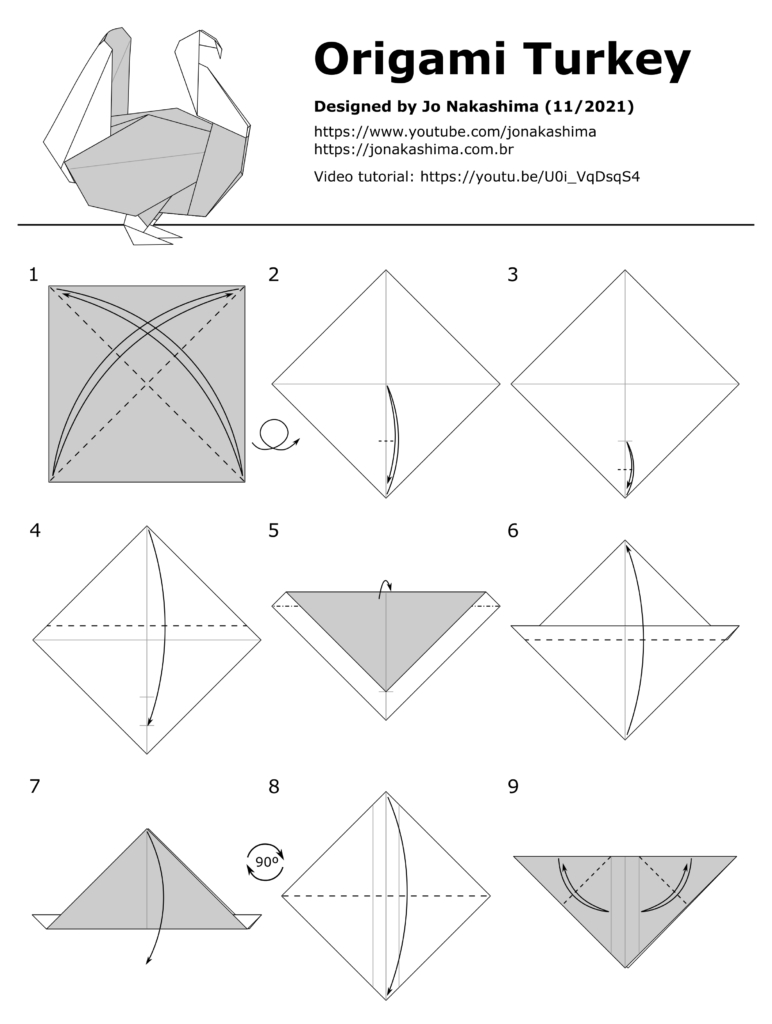 Origami Turkey - Jo Nakashima intended for Origami Turkey Instructions Printable