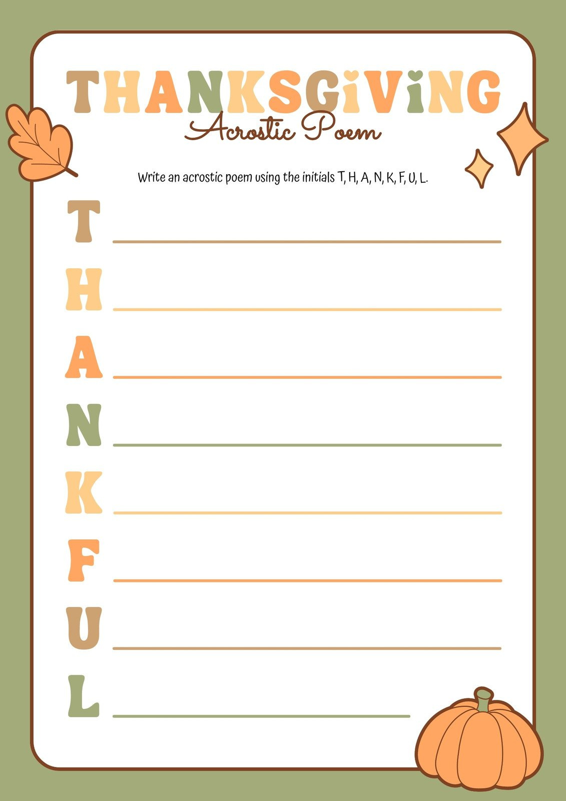 Page 2 - Free Printable Thanksgiving Worksheet Templates | Canva intended for Thanksgiving Poem Worksheet